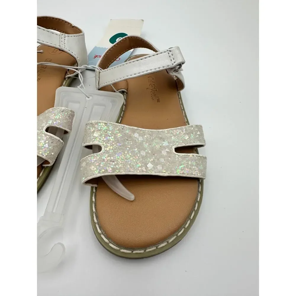 Toddler Kennedy Cat & Jack Adjustable Strap Flat Sandals‎ White Size 9 NEW